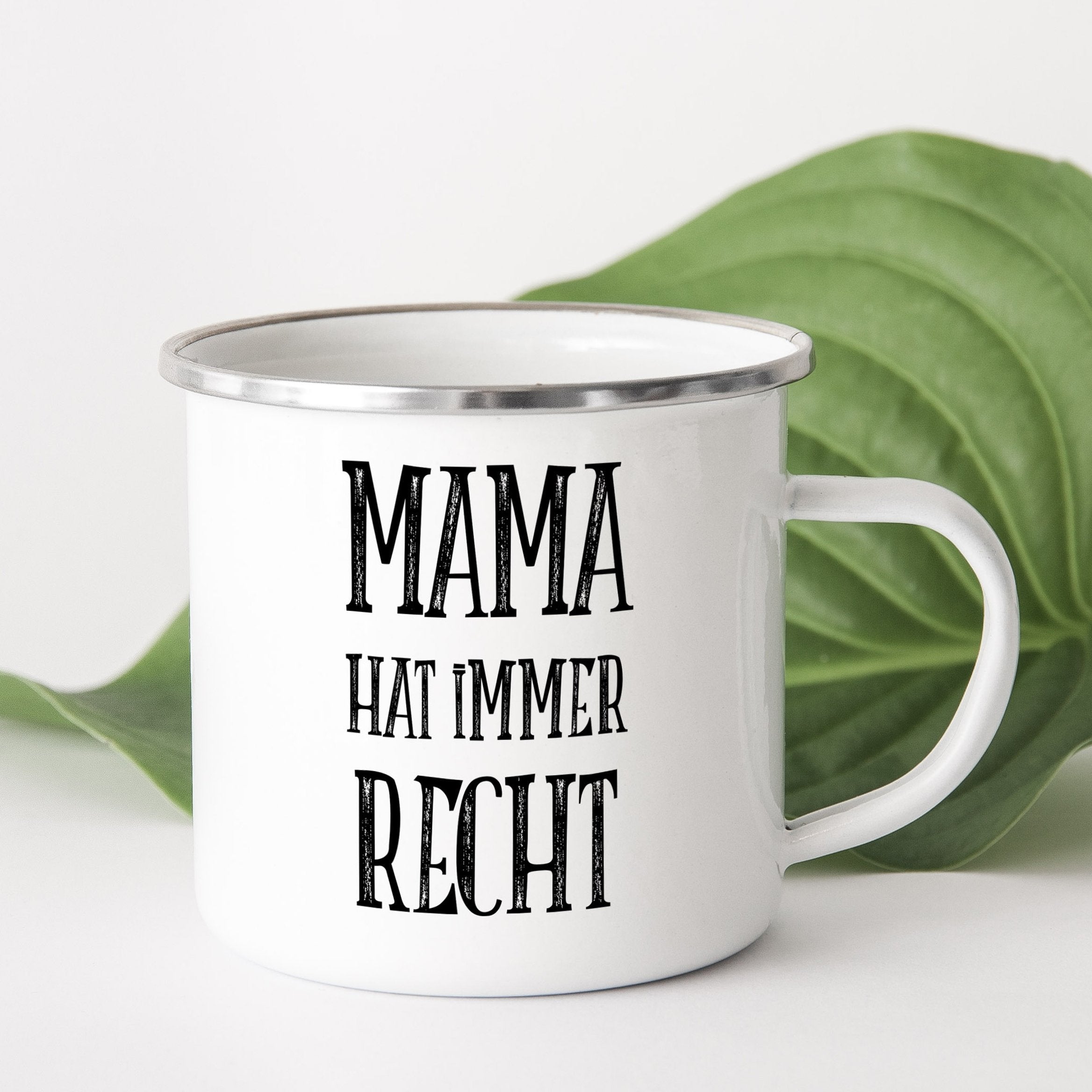 Emaille Tasse "MAMA HAT IMMER RECHT" - Individuelle Einladung